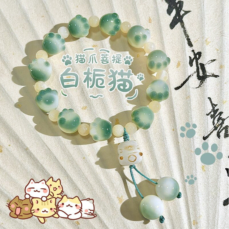 Natural Bodhi root bracelet cute cat claw design bracelet sweet beauty Little Red Book Live supply Wenwan bracelet