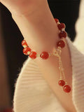 Little Red Book Explosive Style National Style Lucid Cat Beaded Bracelet Charcoal Burned Cat Claw Imitation White Jade Bodhi Light Luxury for Niche Students