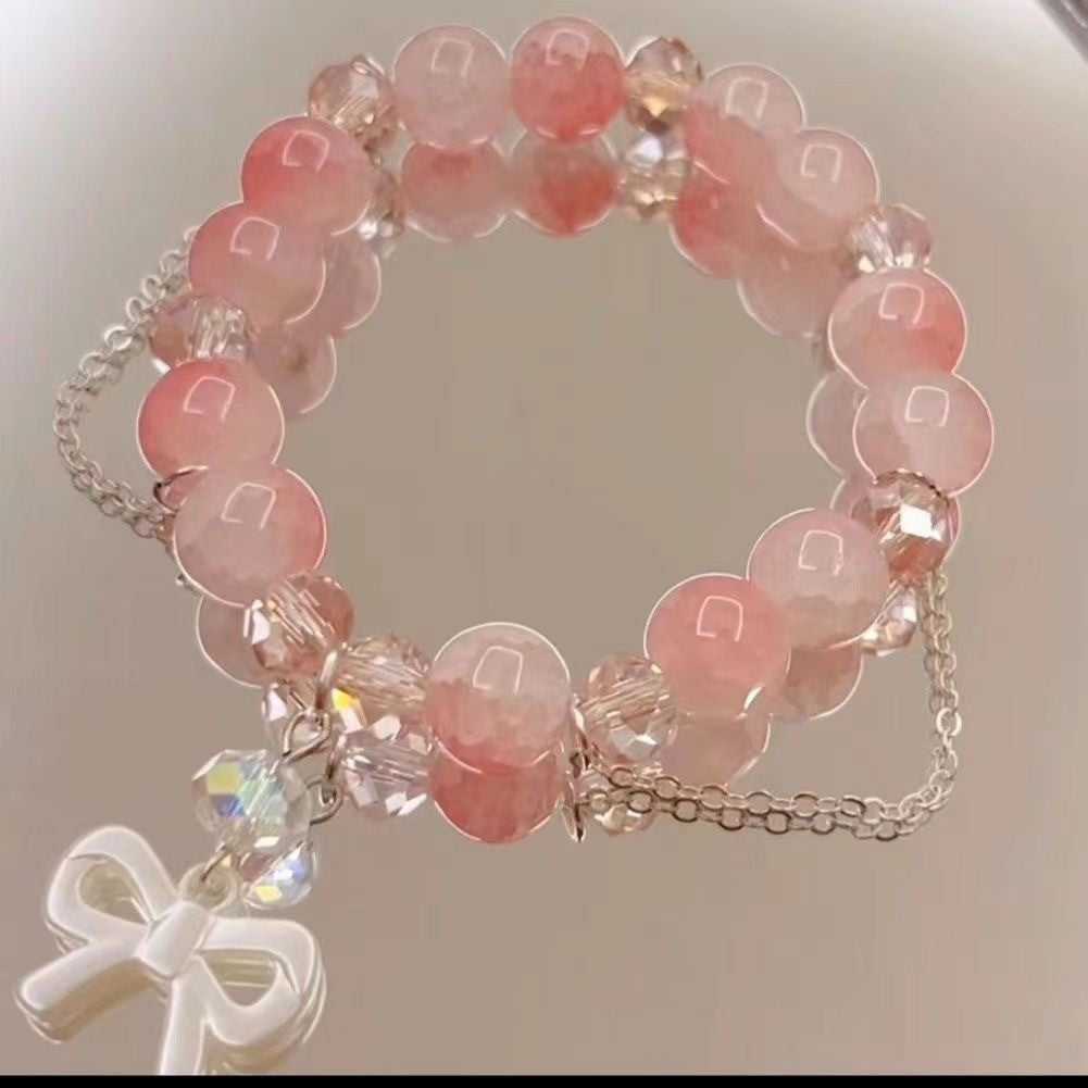 Little Red Book Explosive Style National Style Lucid Cat Beaded Bracelet Charcoal Burned Cat Claw Imitation White Jade Bodhi Light Luxury for Niche Students