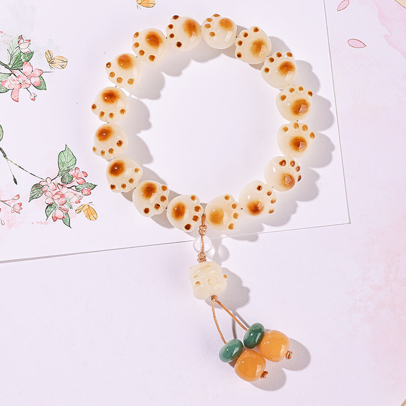 Natural Bodhi root bracelet cute cat claw design bracelet sweet beauty Little Red Book Live supply Wenwan bracelet