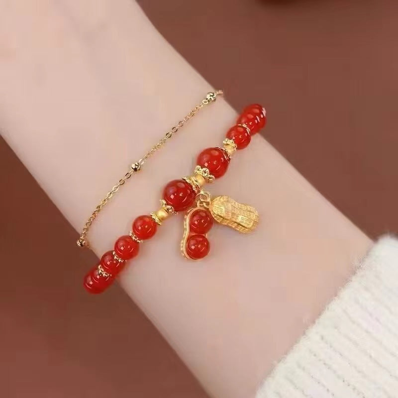 Little Red Book Explosive Style National Style Lucid Cat Beaded Bracelet Charcoal Burned Cat Claw Imitation White Jade Bodhi Light Luxury for Niche Students