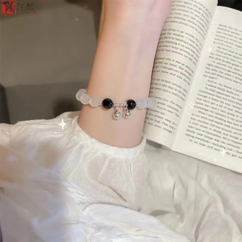 Little Red Book Explosive Style National Style Lucid Cat Beaded Bracelet Charcoal Burned Cat Claw Imitation White Jade Bodhi Light Luxury for Niche Students