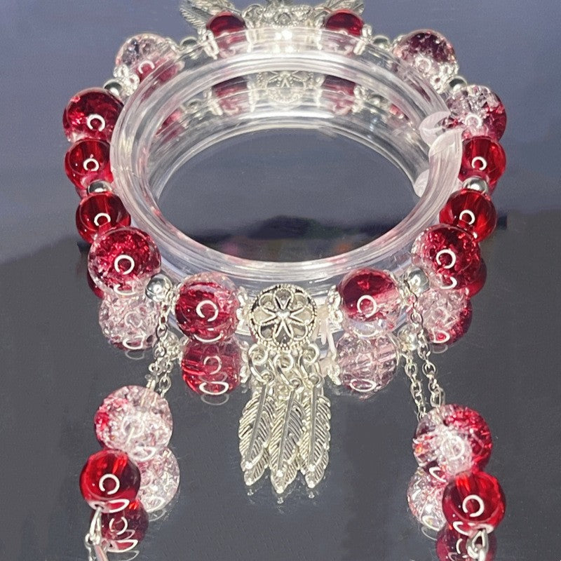 Little Red Book Explosive Style National Style Lucid Cat Beaded Bracelet Charcoal Burned Cat Claw Imitation White Jade Bodhi Light Luxury for Niche Students