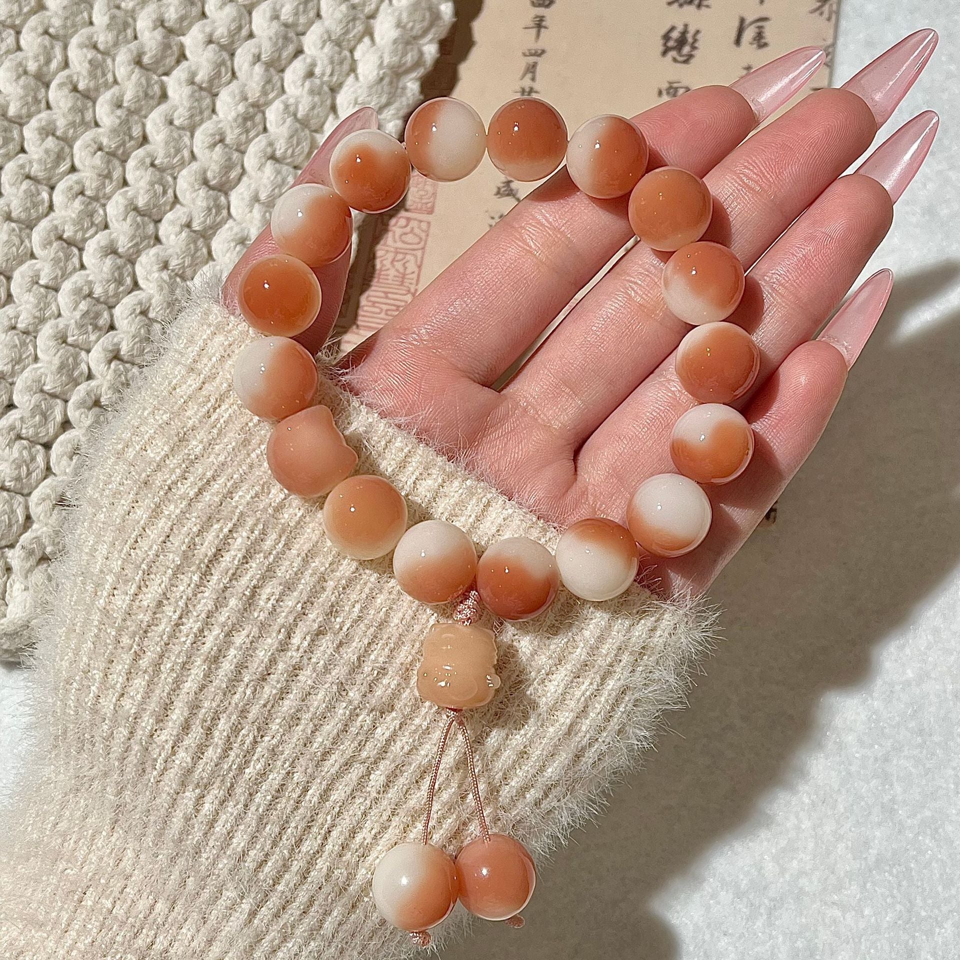 Natural Bodhi root bracelet cute cat claw design bracelet sweet beauty Little Red Book Live supply Wenwan bracelet