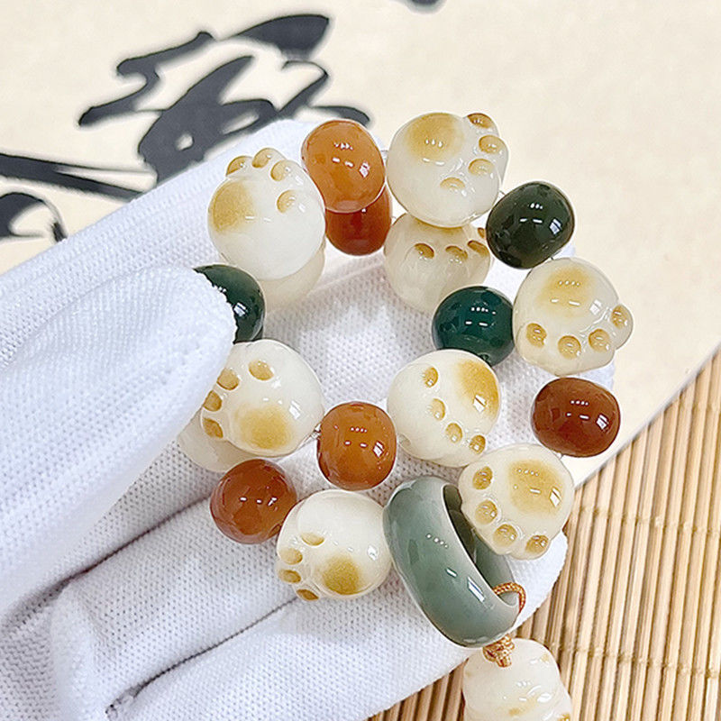 Natural Bodhi root bracelet cute cat claw design bracelet sweet beauty Little Red Book Live supply Wenwan bracelet