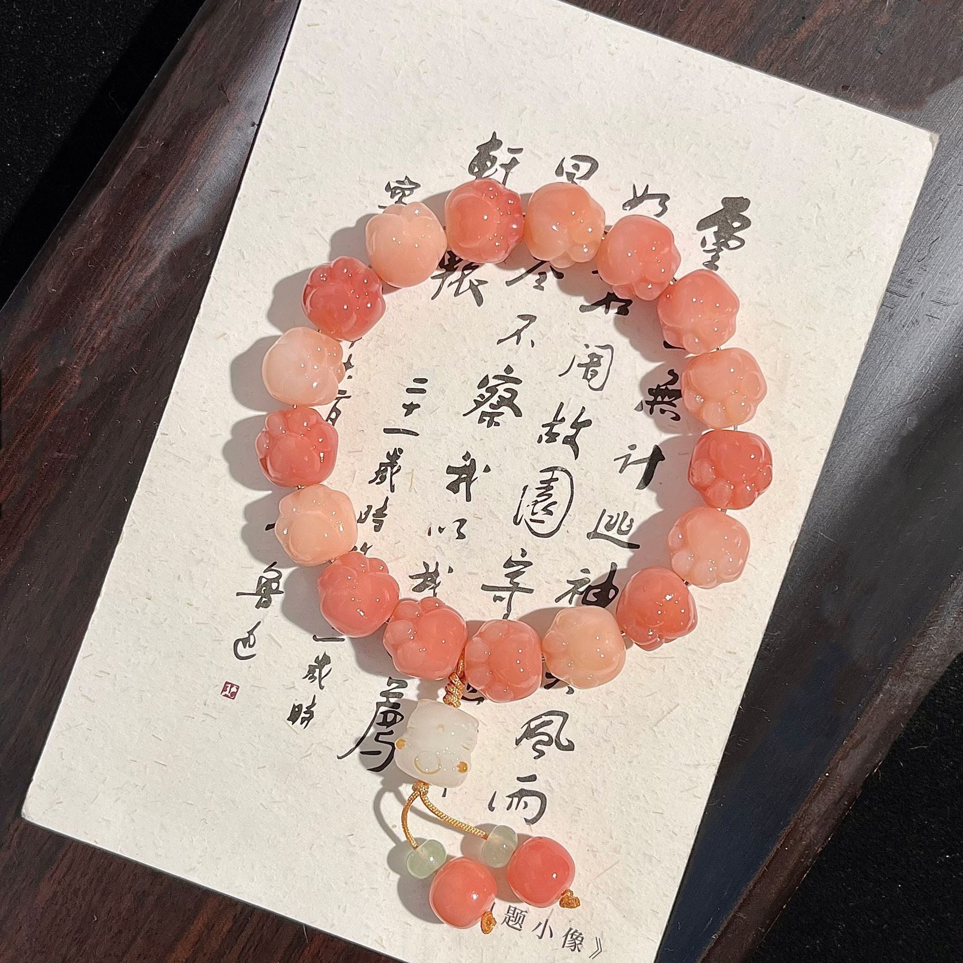 Natural Bodhi root bracelet cute cat claw design bracelet sweet beauty Little Red Book Live supply Wenwan bracelet