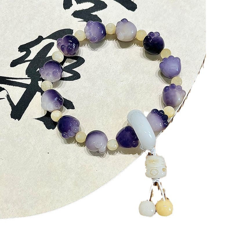 Natural Bodhi root bracelet cute cat claw design bracelet sweet beauty Little Red Book Live supply Wenwan bracelet