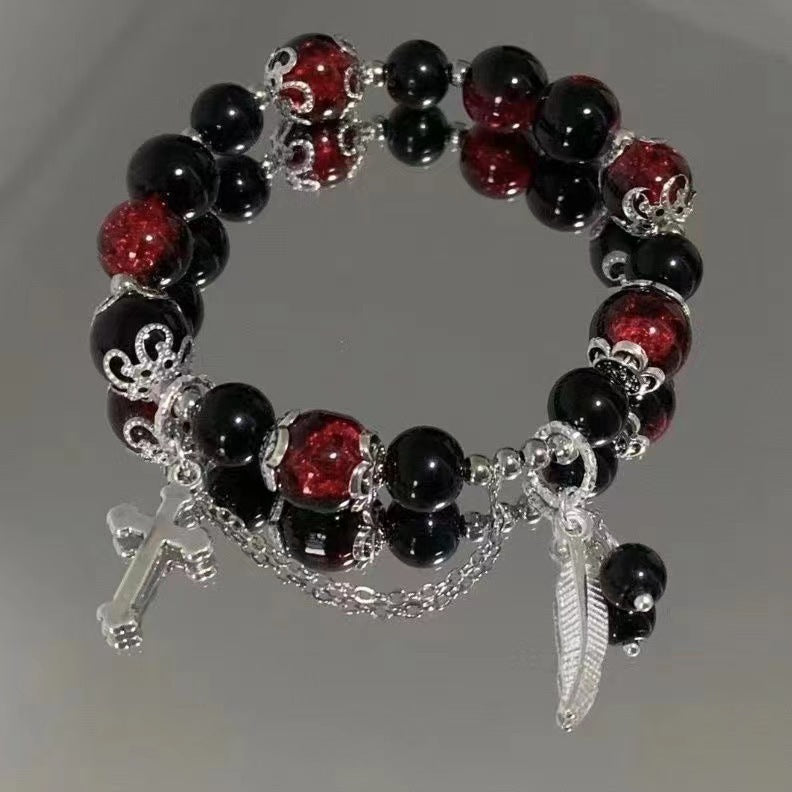 Little Red Book Explosive Style National Style Lucid Cat Beaded Bracelet Charcoal Burned Cat Claw Imitation White Jade Bodhi Light Luxury for Niche Students