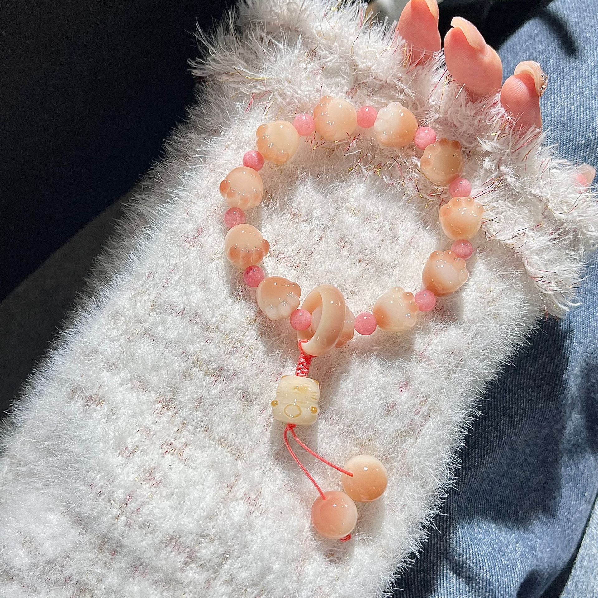 Natural Bodhi root bracelet cute cat claw design bracelet sweet beauty Little Red Book Live supply Wenwan bracelet