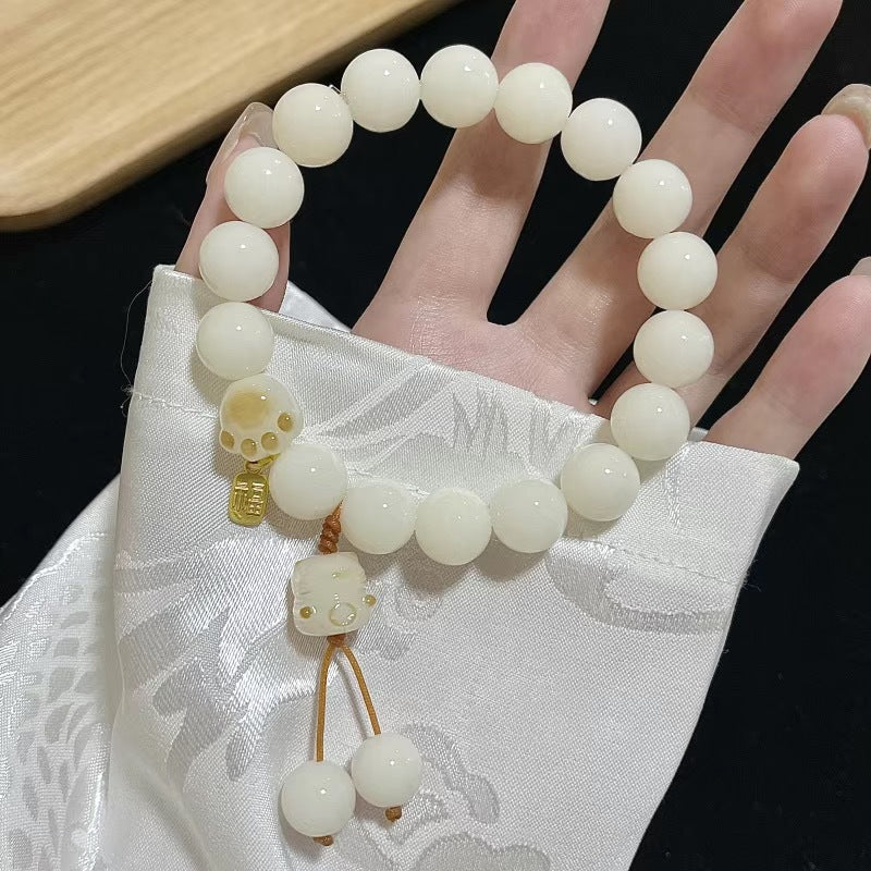 Natural Bodhi root bracelet cute cat claw design bracelet sweet beauty Little Red Book Live supply Wenwan bracelet