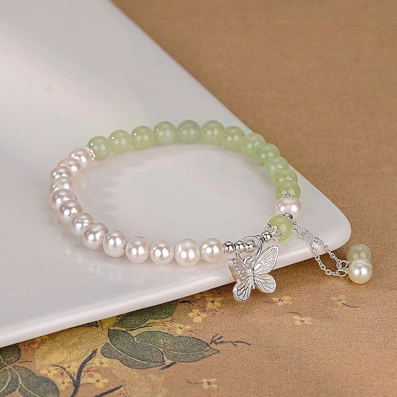 Little Red Book Explosive Style National Style Lucid Cat Beaded Bracelet Charcoal Burned Cat Claw Imitation White Jade Bodhi Light Luxury for Niche Students