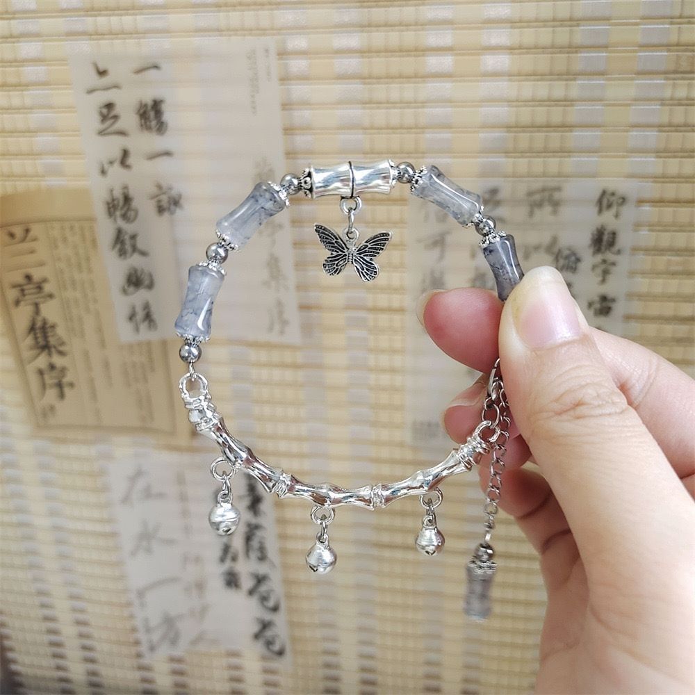 Little Red Book Explosive Style National Style Lucid Cat Beaded Bracelet Charcoal Burned Cat Claw Imitation White Jade Bodhi Light Luxury for Niche Students